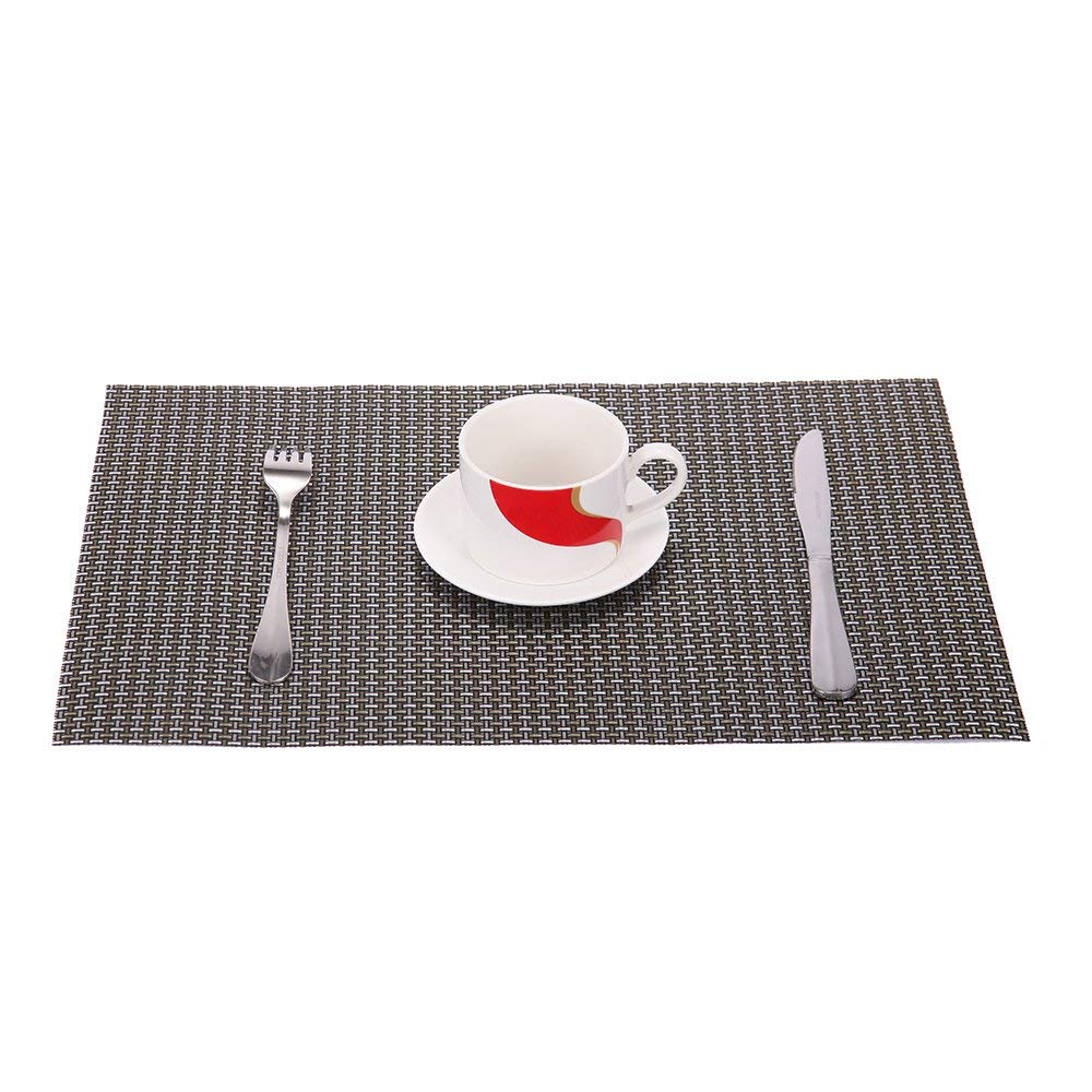 Set of 6 Placemats, Fashion European Style PVC Woven Vinyl Placemat Non-Slip Insulation Placemat Washable Table Mats